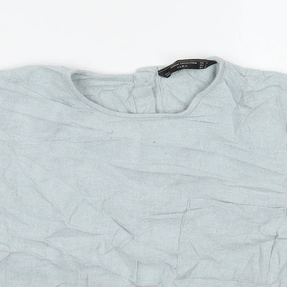 Womens UK Size M Zara Blue Basic T-Shirt