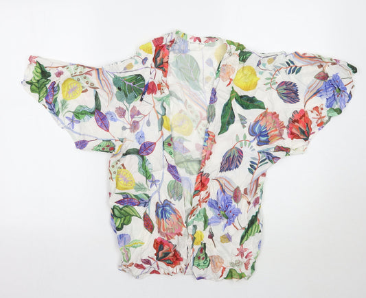 H&M Mens White Floral  Cardigan Jumper