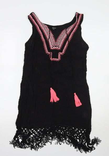 Additional front view of Akasa women’s black a-line, size UK 8