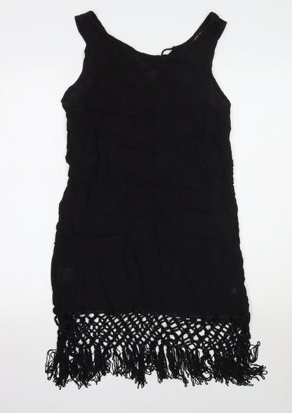 Back view of Akasa women’s black a-line, size UK 8