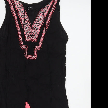 Close-up detail of Akasa women’s black a-line, size UK 8