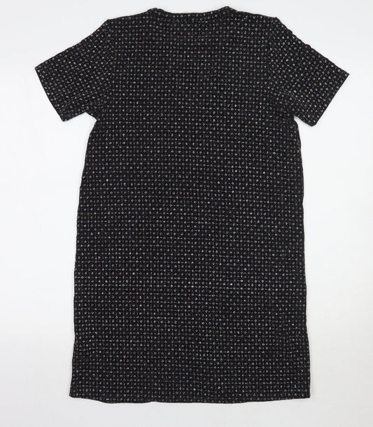 Oasis Womens Black Geometric Rayon A-Line  Size S