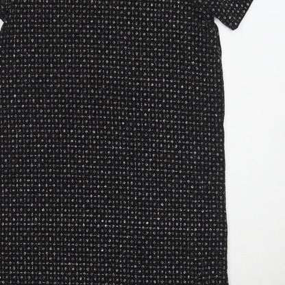 Oasis Womens Black Geometric Rayon A-Line  Size S