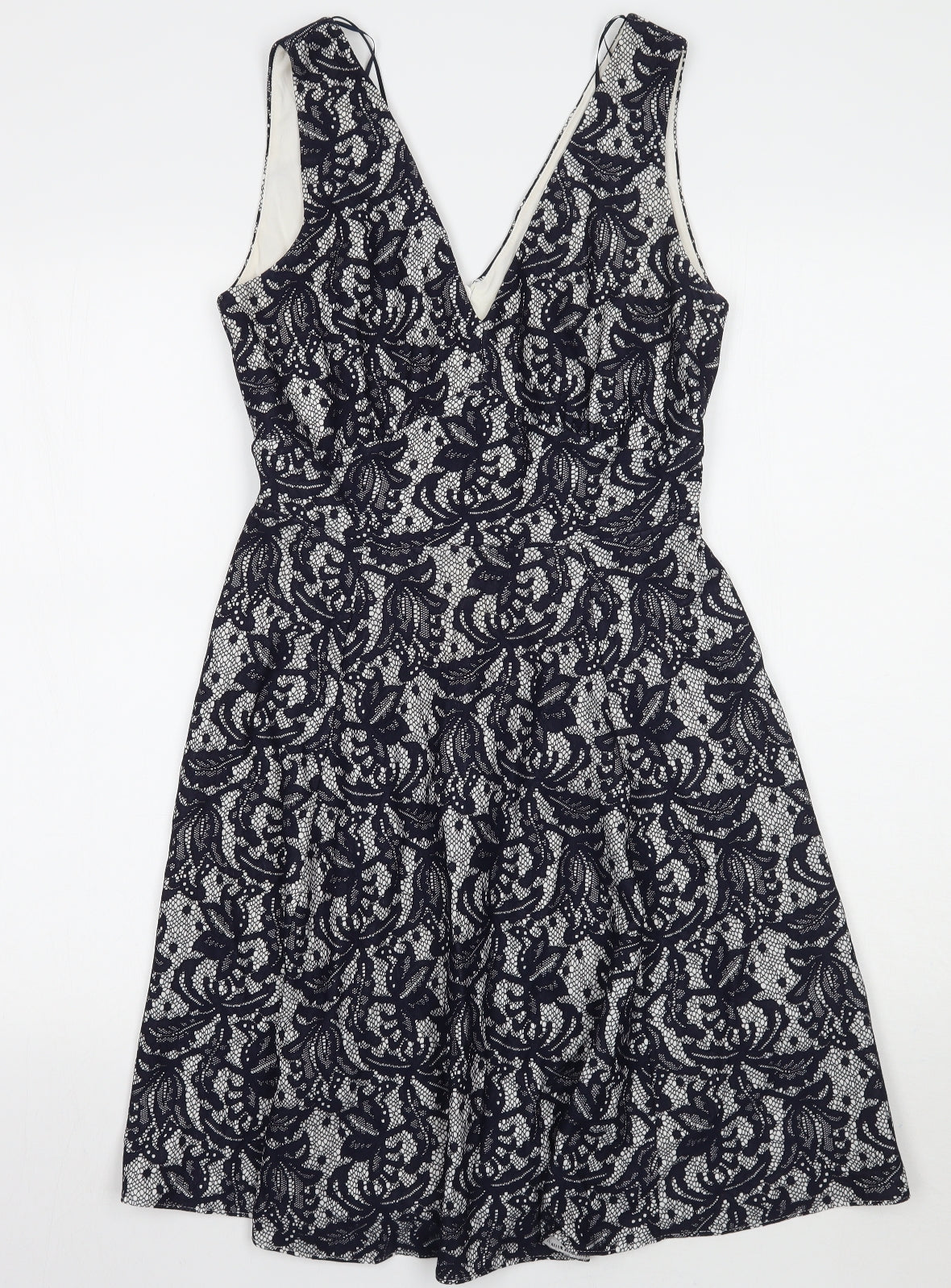 Wallis Womens Blue Floral  A-Line  Size 8