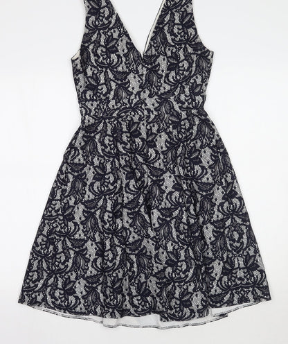 Wallis Womens Blue Floral  A-Line  Size 8