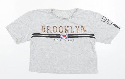 Matalan Girls Grey   Cropped T-Shirt Size 11 Years  - Brooklyn