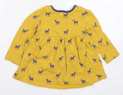 Mini Club Girls Yellow Polka Dot  Basic T-Shirt Size 9-12 Months  - Deer