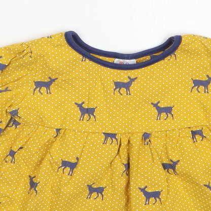 Mini Club Girls Yellow Polka Dot  Basic T-Shirt Size 9-12 Months  - Deer