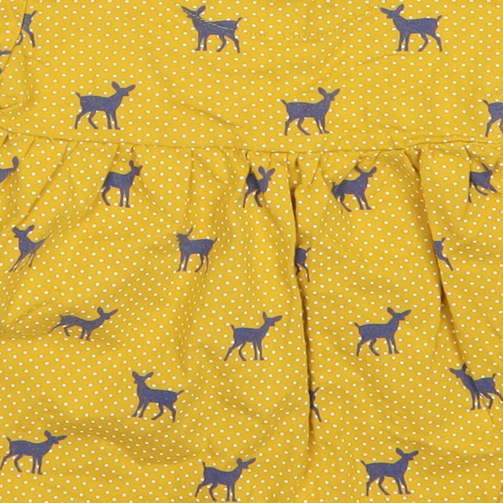 Mini Club Girls Yellow Polka Dot  Basic T-Shirt Size 9-12 Months  - Deer