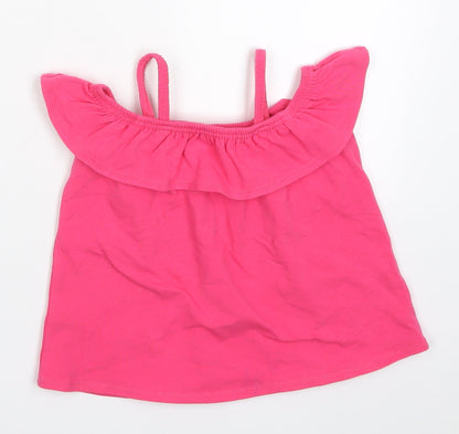Additional front view of John Lewis girls’ pink basic t-shirt, size 4, years