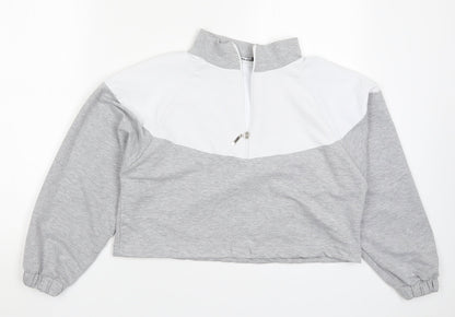 Boohoo Womens Grey Colourblock  Pullover Sweatshirt Size M