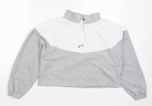 Boohoo Womens Grey Colourblock  Pullover Sweatshirt Size M