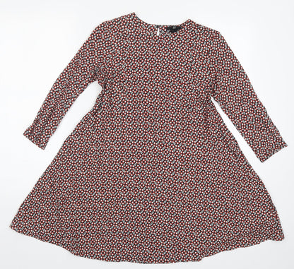 H&M Womens Blue Geometric  A-Line  Size 6