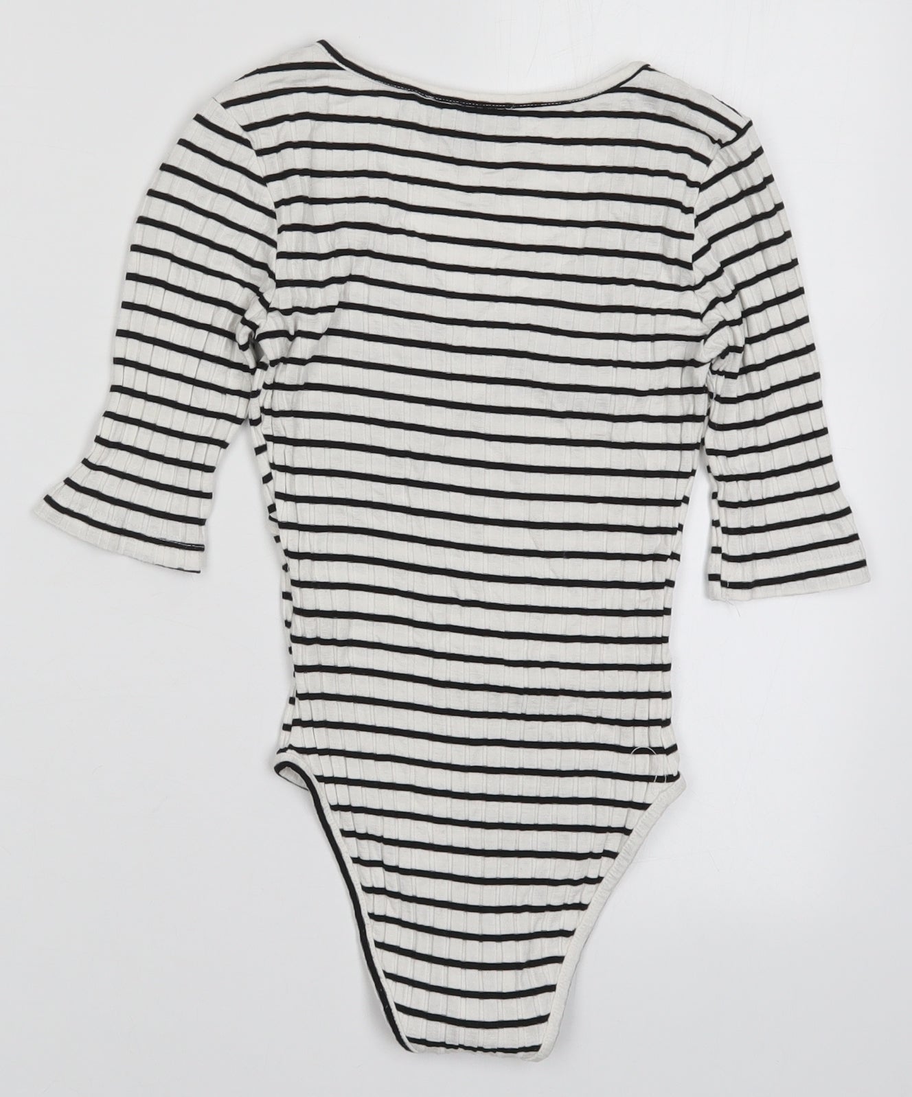 Atmosphere Womens White Striped  Bodysuit One-Piece Size 6  - Black and White