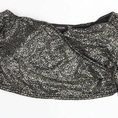 Womens UK Size 6 PRETTYLITTLETHING Gold Cropped T-Shirt