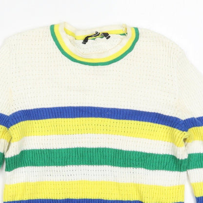 Stradivarius Womens Multicoloured Striped Knit Pullover Jumper Size M