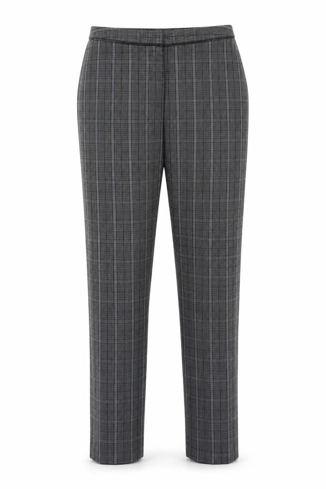 Front view of Atmosphere women’s black check trousers, size UK 8, 27-inch leg