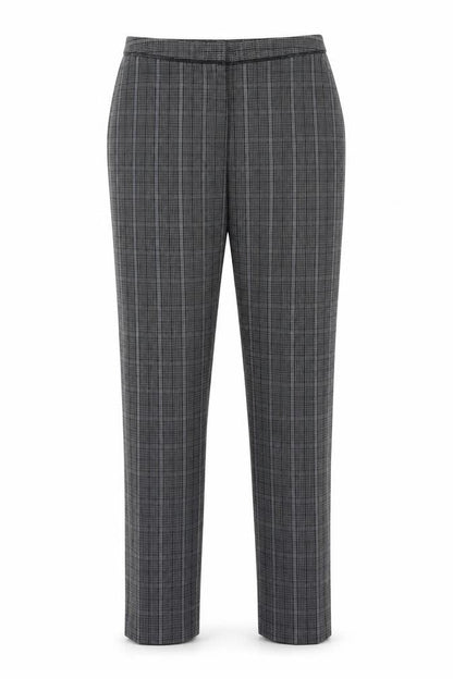 Front view of Atmosphere women’s black check trousers, size UK 8, 27-inch leg