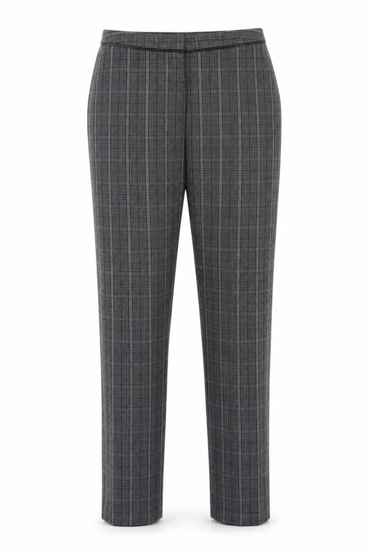 Front view of Atmosphere women’s black check trousers, size UK 8, 27-inch leg