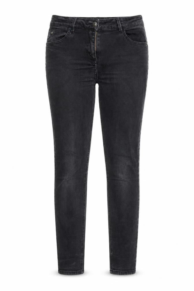Front view of Matalan women’s black denim skinny jeans, size UK 8, 28-inch leg