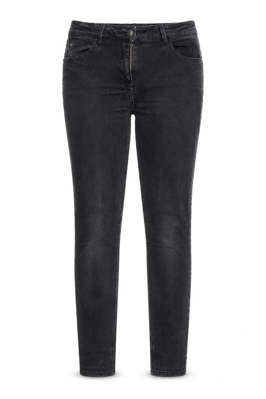 Front view of Matalan women’s black denim skinny jeans, size UK 8, 28-inch leg