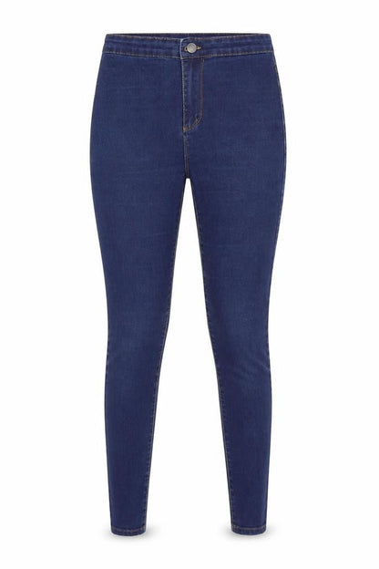 Front view of Denim & Co. women’s blue denim skinny jeans, size UK 8, 27-inch leg