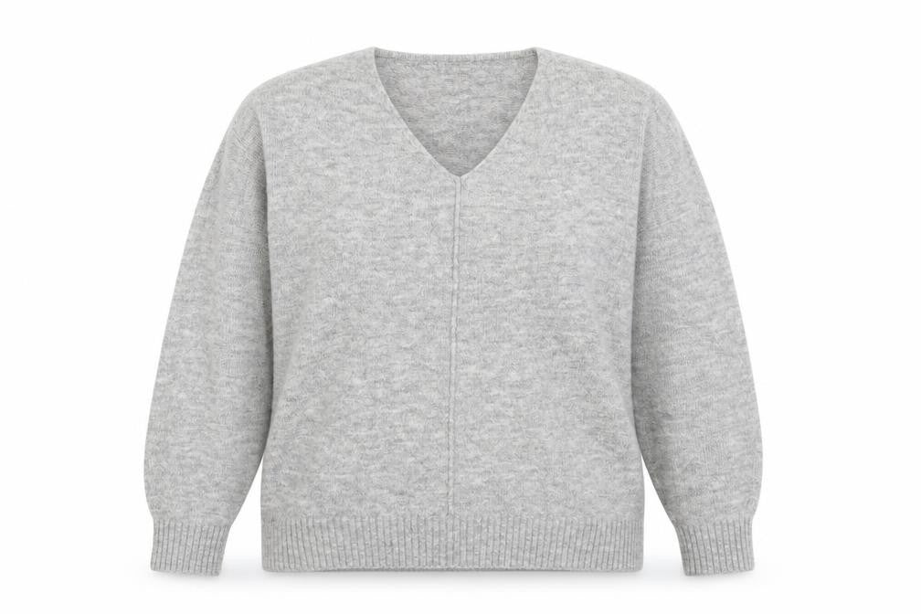 Front view of H&M women’s grey knit jumper, size XS