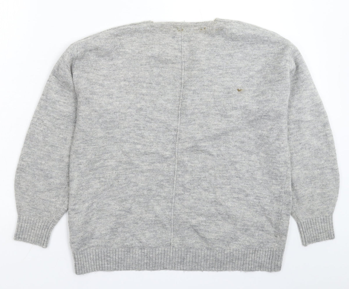Back view of H&M women’s grey knit jumper, size XS