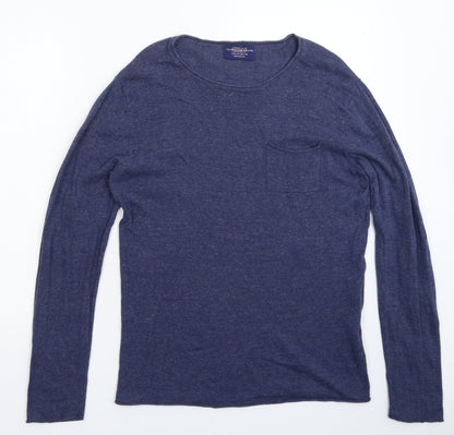 Pull&Bear Mens Blue  Knit Pullover Jumper Size M