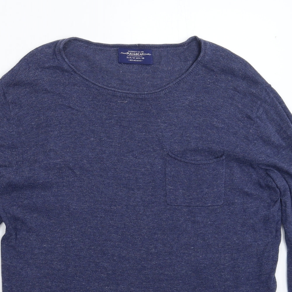 Pull&Bear Mens Blue  Knit Pullover Jumper Size M