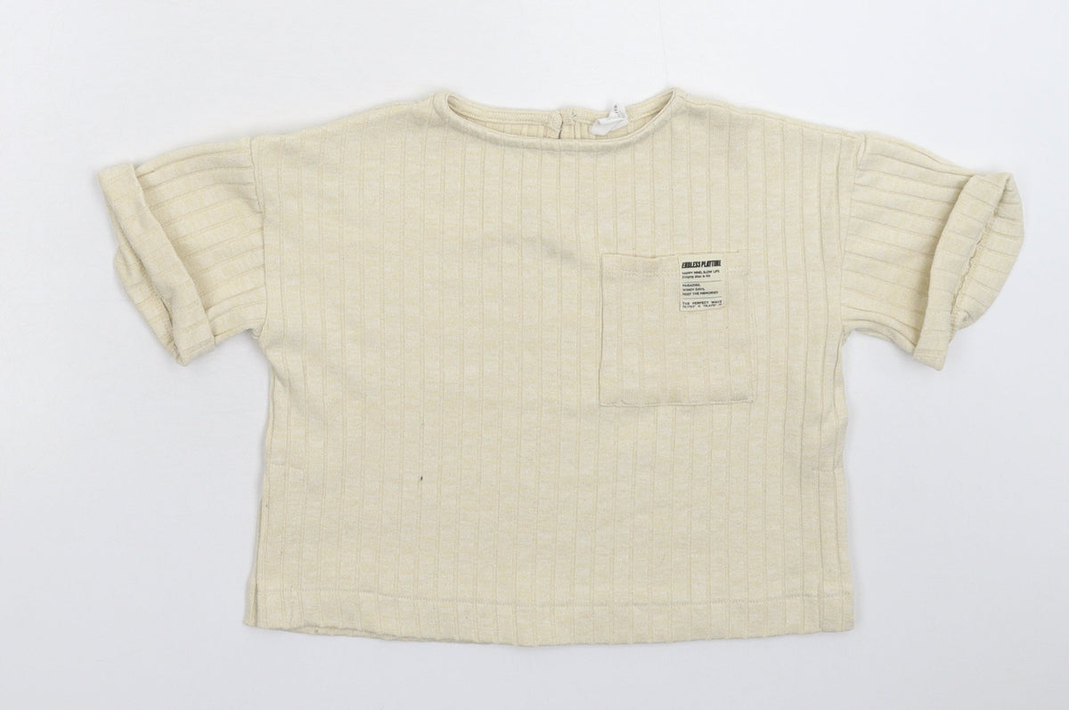 Additional front view of Zara girls’ beige basic t-shirt, size 6, years
