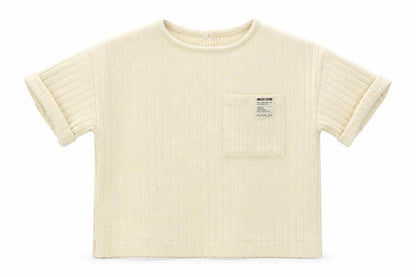 Front view of Zara girls’ beige basic t-shirt, size 6, years