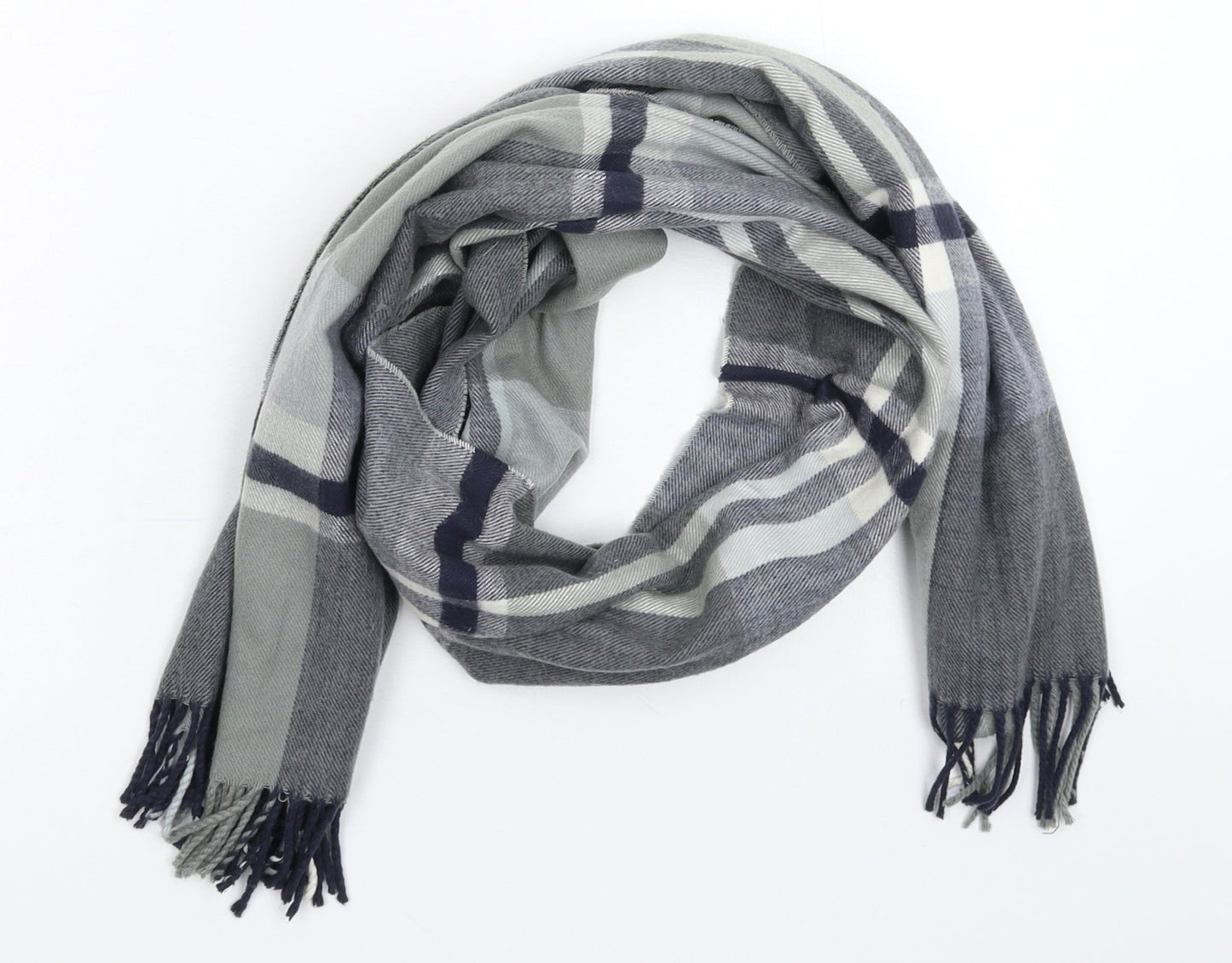 Preworn Mens Grey Geometric Knit Scarf  One Size