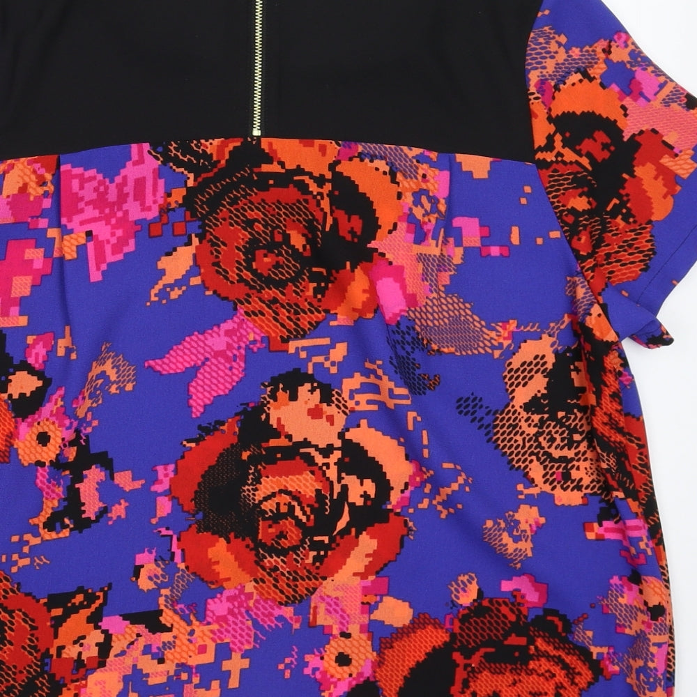 Marks and Spencer Womens Multicoloured Floral  Basic T-Shirt Size 14