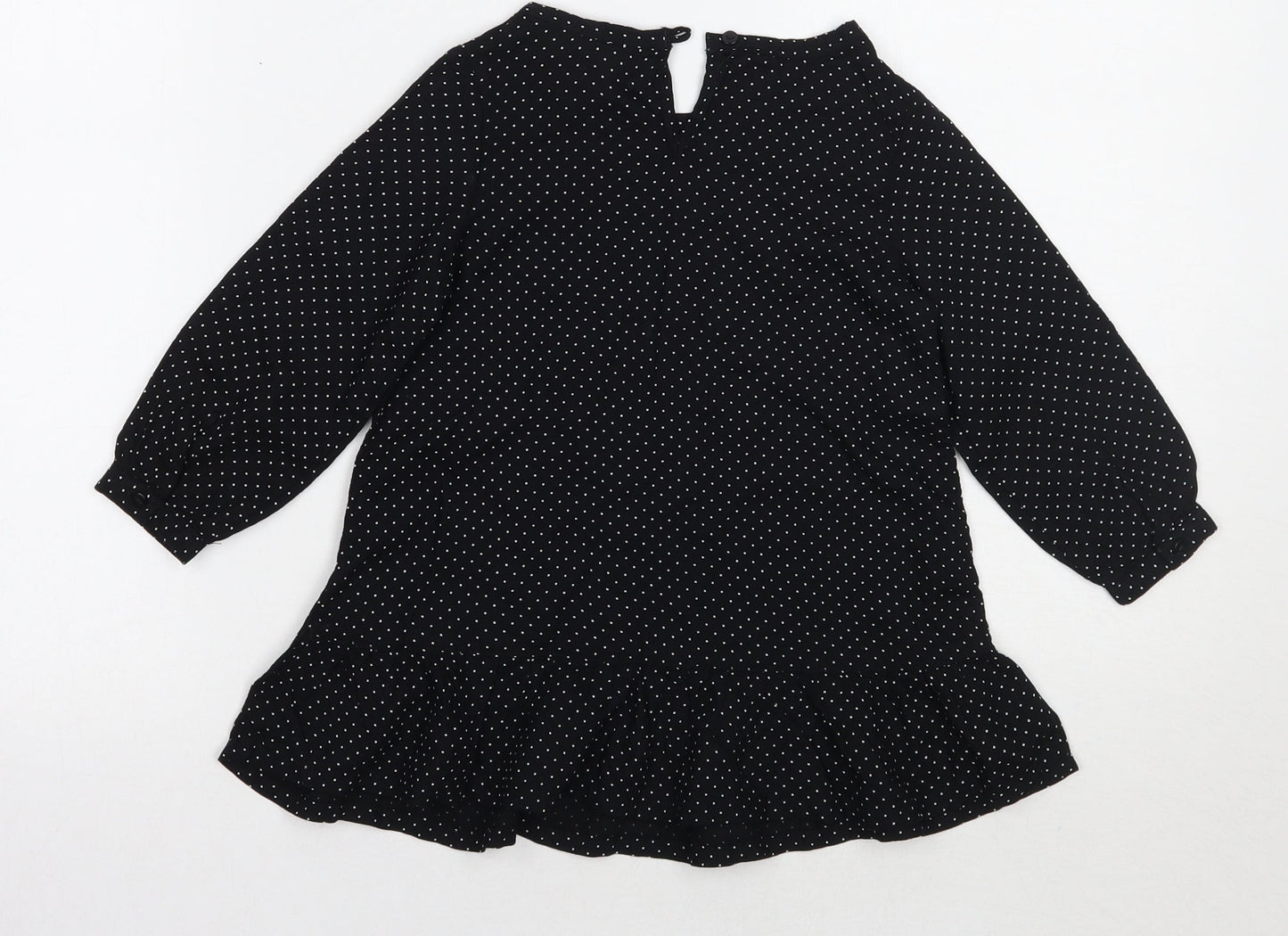 H&M Girls Black Polka Dot  Basic Blouse Size 2 Years