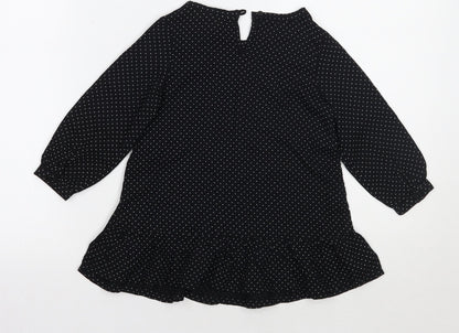 H&M Girls Black Polka Dot  Basic Blouse Size 2 Years