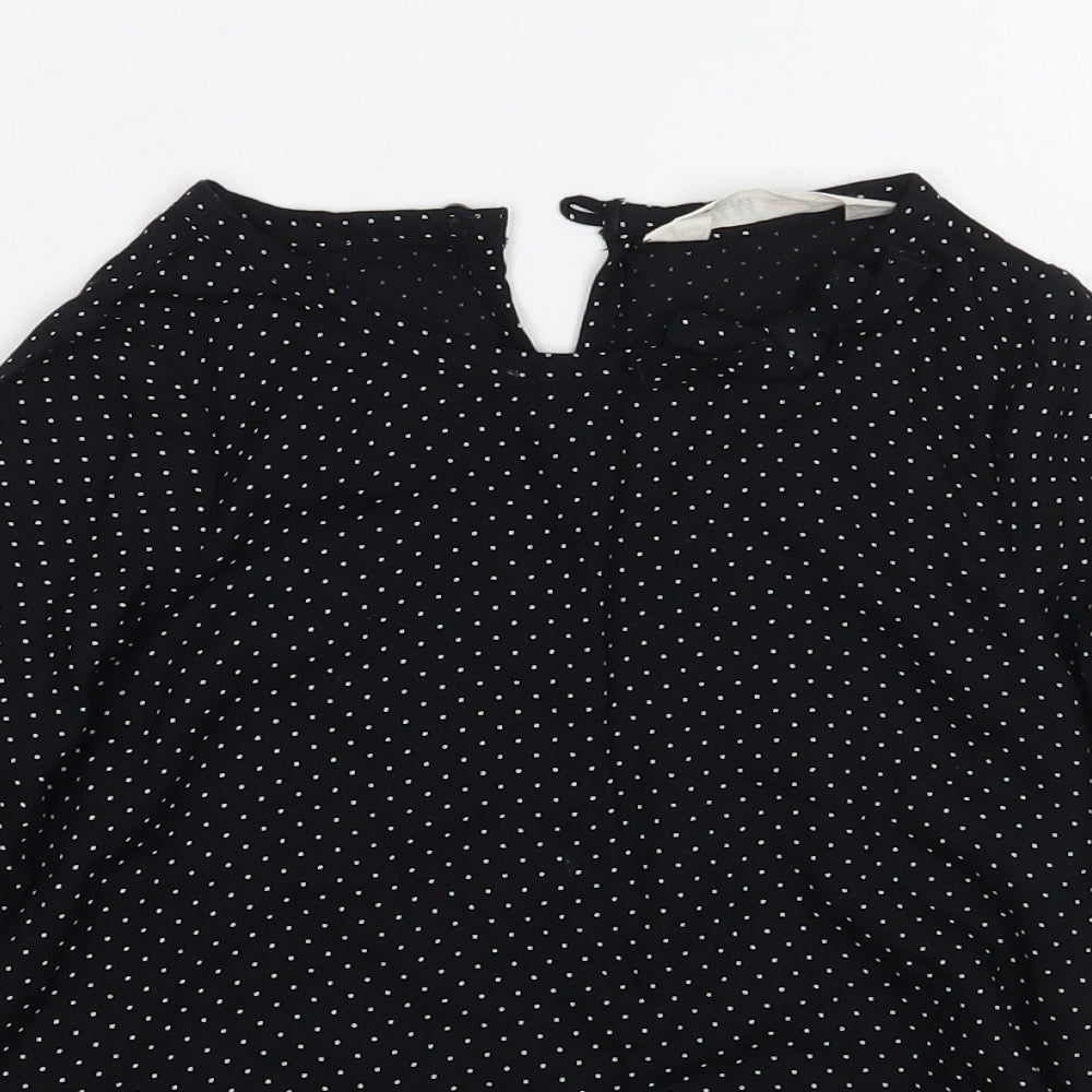 H&M Girls Black Polka Dot  Basic Blouse Size 2 Years