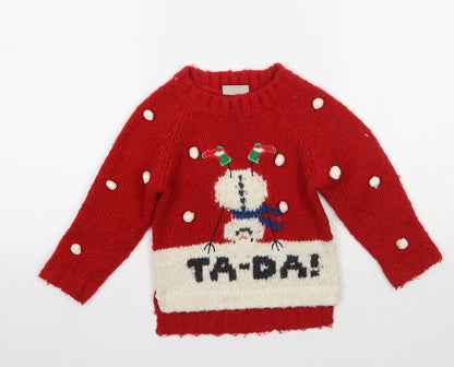 Additional front view of Next girls’ red polka dot jumper, size 3, years