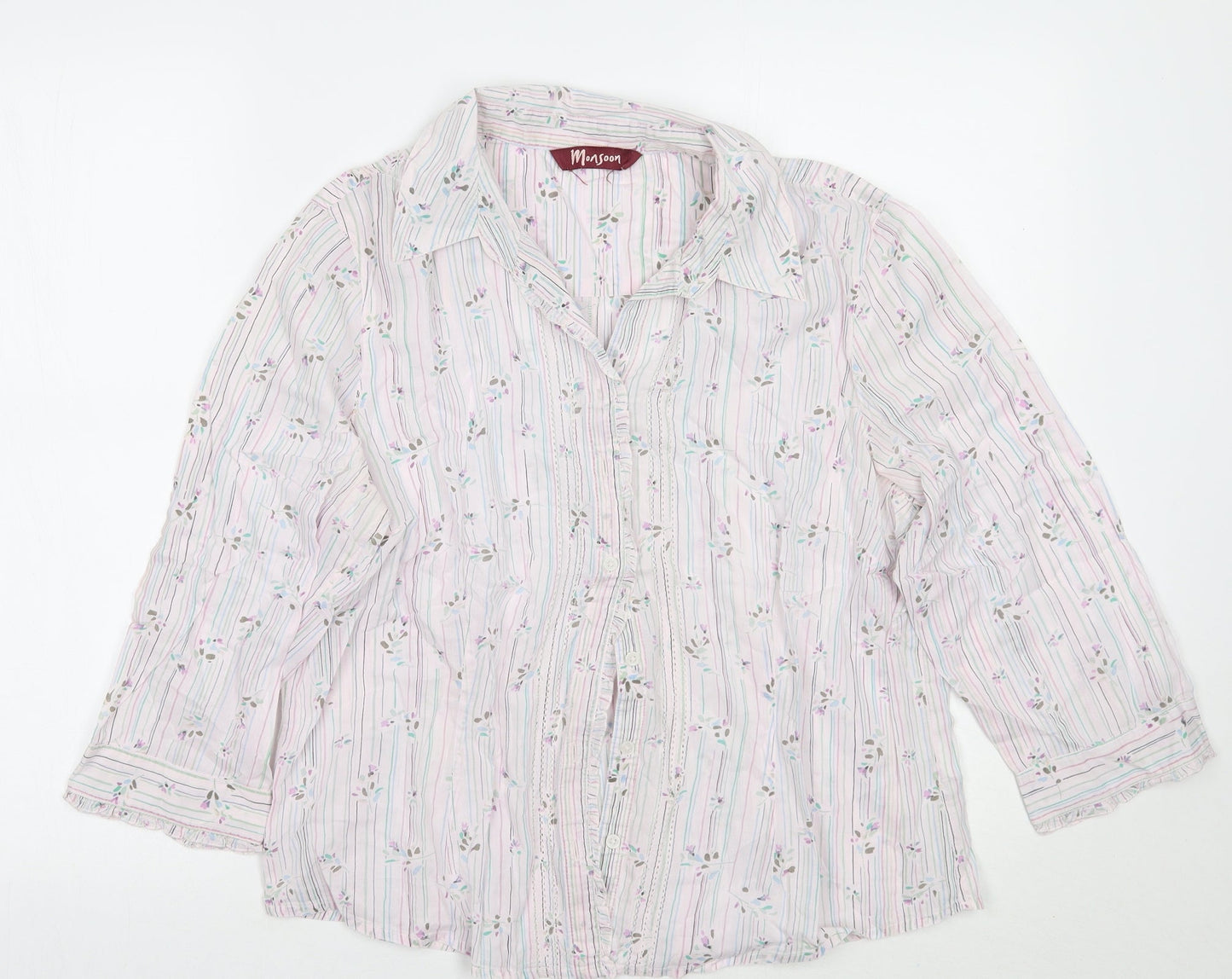 Womens UK Size M Monsoon White Basic Button-Up