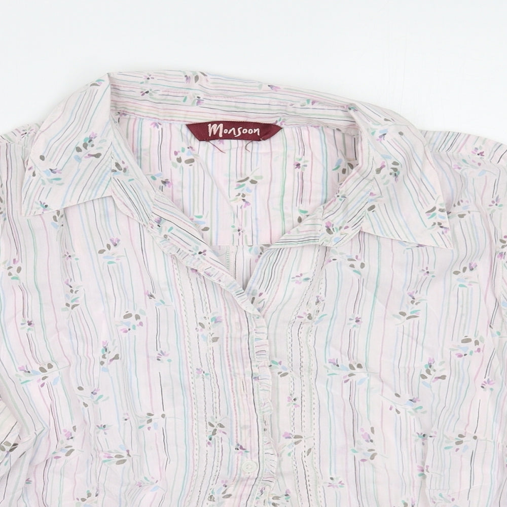 Womens UK Size M Monsoon White Basic Button-Up