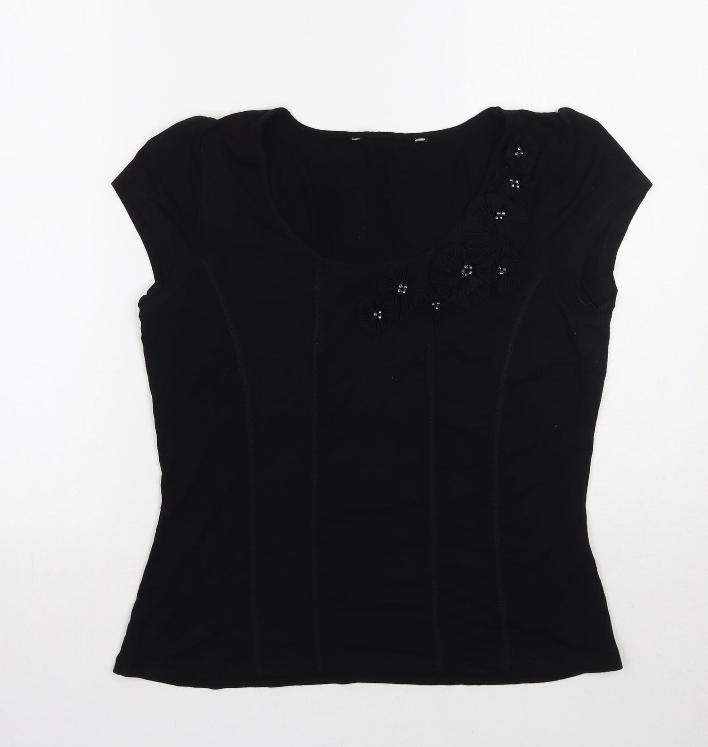 Womens UK Size 12 david emanuel Black Basic T-Shirt