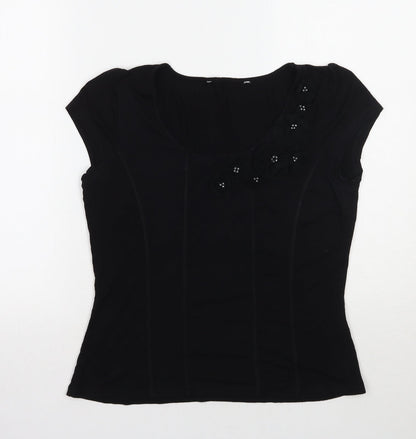 Womens UK Size 12 david emanuel Black Basic T-Shirt