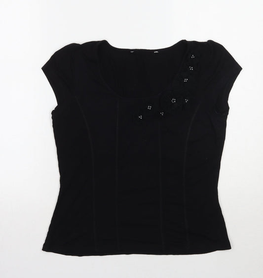 Womens UK Size 12 david emanuel Black Basic T-Shirt