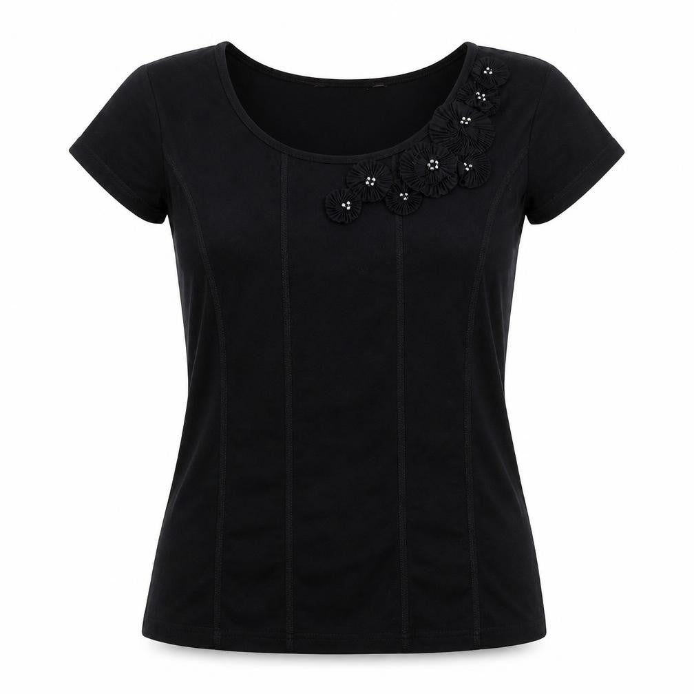 Womens UK Size 12 david emanuel Black Basic T-Shirt
