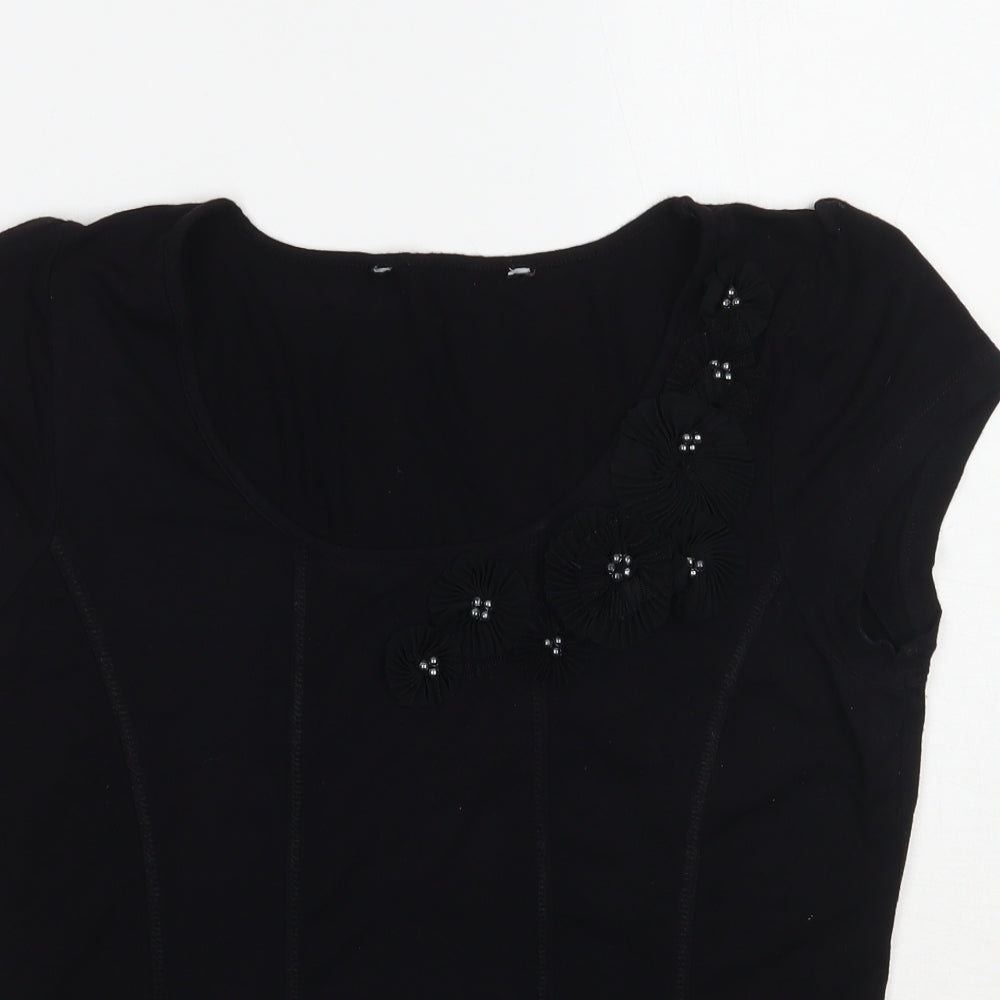 Womens UK Size 12 david emanuel Black Basic T-Shirt