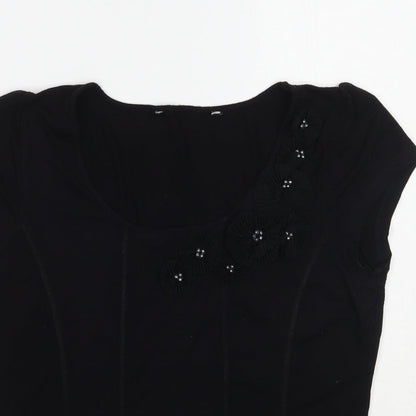 Womens UK Size 12 david emanuel Black Basic T-Shirt