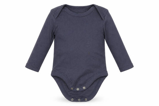 Front view of Poco Piano girls’ grey babygrow one-piece, size 3-6, months