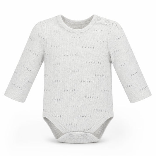 Front view of George girls’ grey babygrow one-piece, size 0-3, months