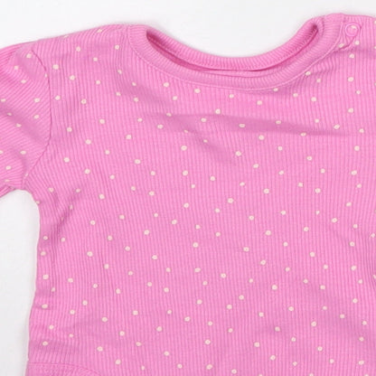 George Girls Pink Polka Dot  Babygrow One-Piece Size 0-3 Months