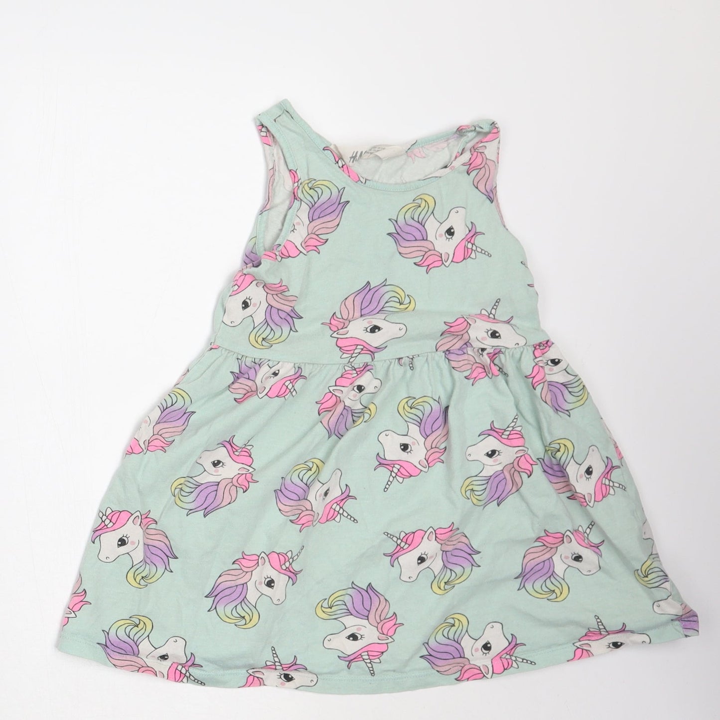 H&M Girls Green Animal Print  A-Line  Size 3 Years